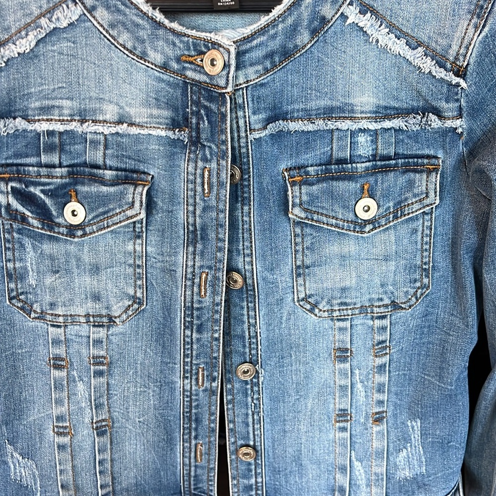 INC fringe Blue Jean Jacket Classic Design - Picture 4 of 4